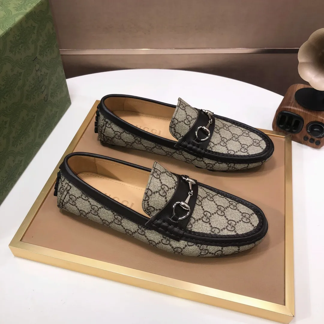 Men's Men's Shoes💰420💰[Gucci GUCCI] (High-end Niuli) New 🍀Gucci*-Gucci Peas Shoes! Made of imported original cowhide, the inner top layer is comfortable cowhide lining! Original wear-resistant rubber outsole! High quality products! Code number 38-44!